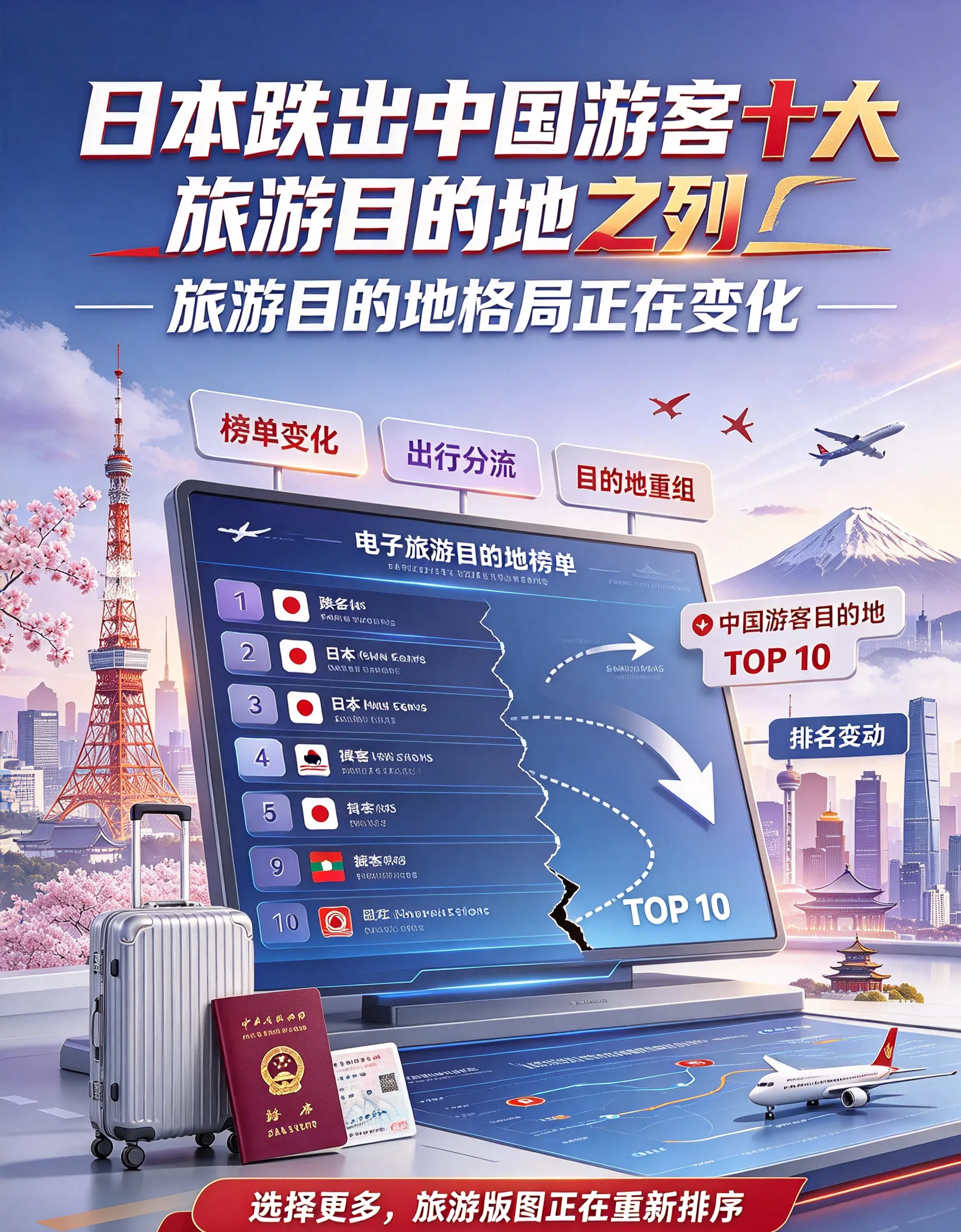 日本跌出中国游客十大旅游目的地：从榜首到出局，只用了一年