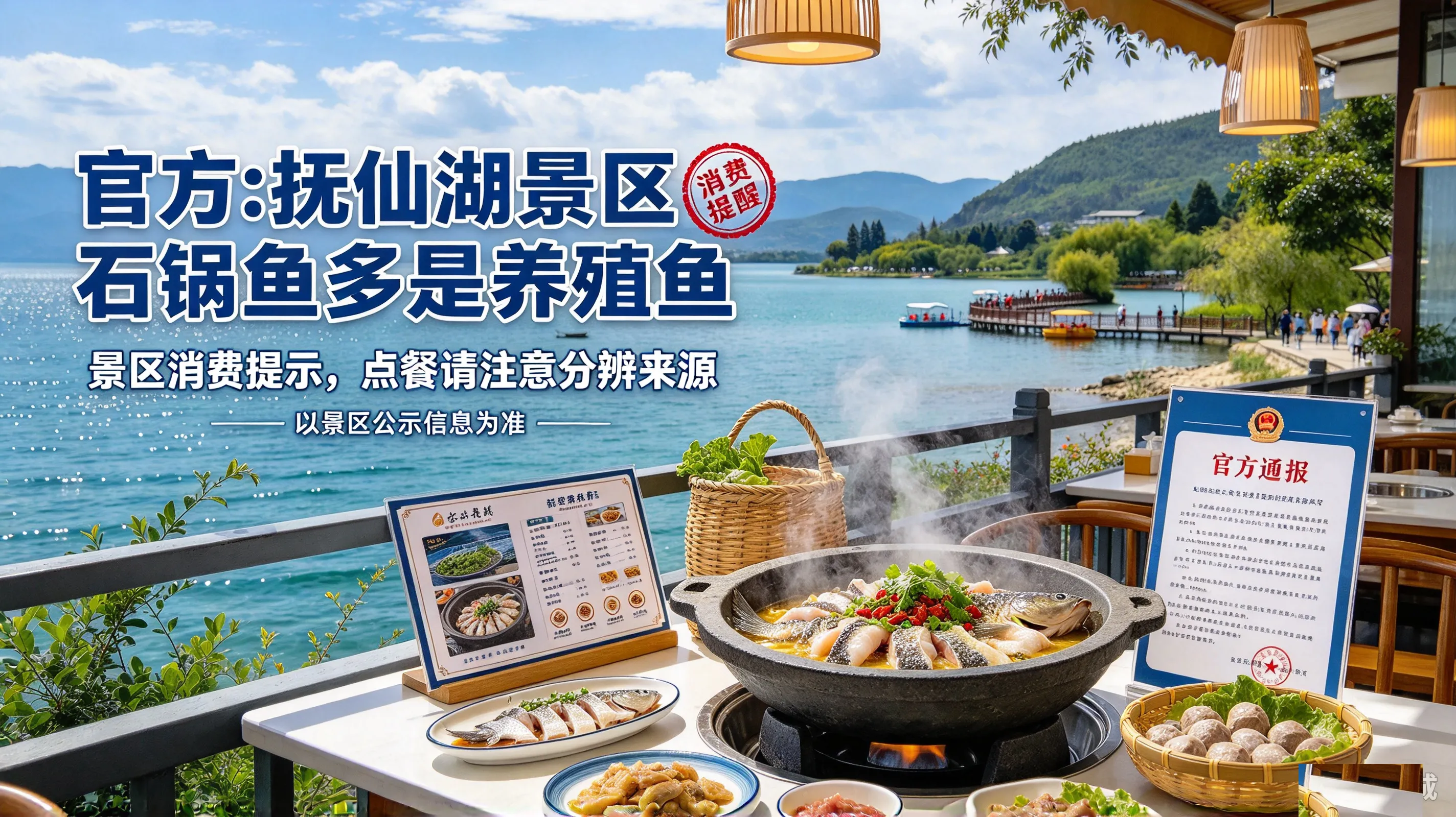 抚仙湖半年禁渔，景区石锅鱼的特色在烹饪方式，不在鱼是否产自湖里